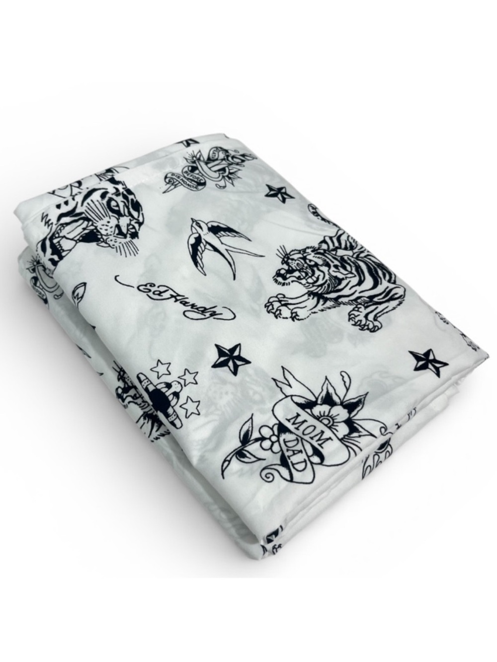 Ed Hardy Tattoo Flat Sheet 80”x96” Full/Double Black White Microfiber